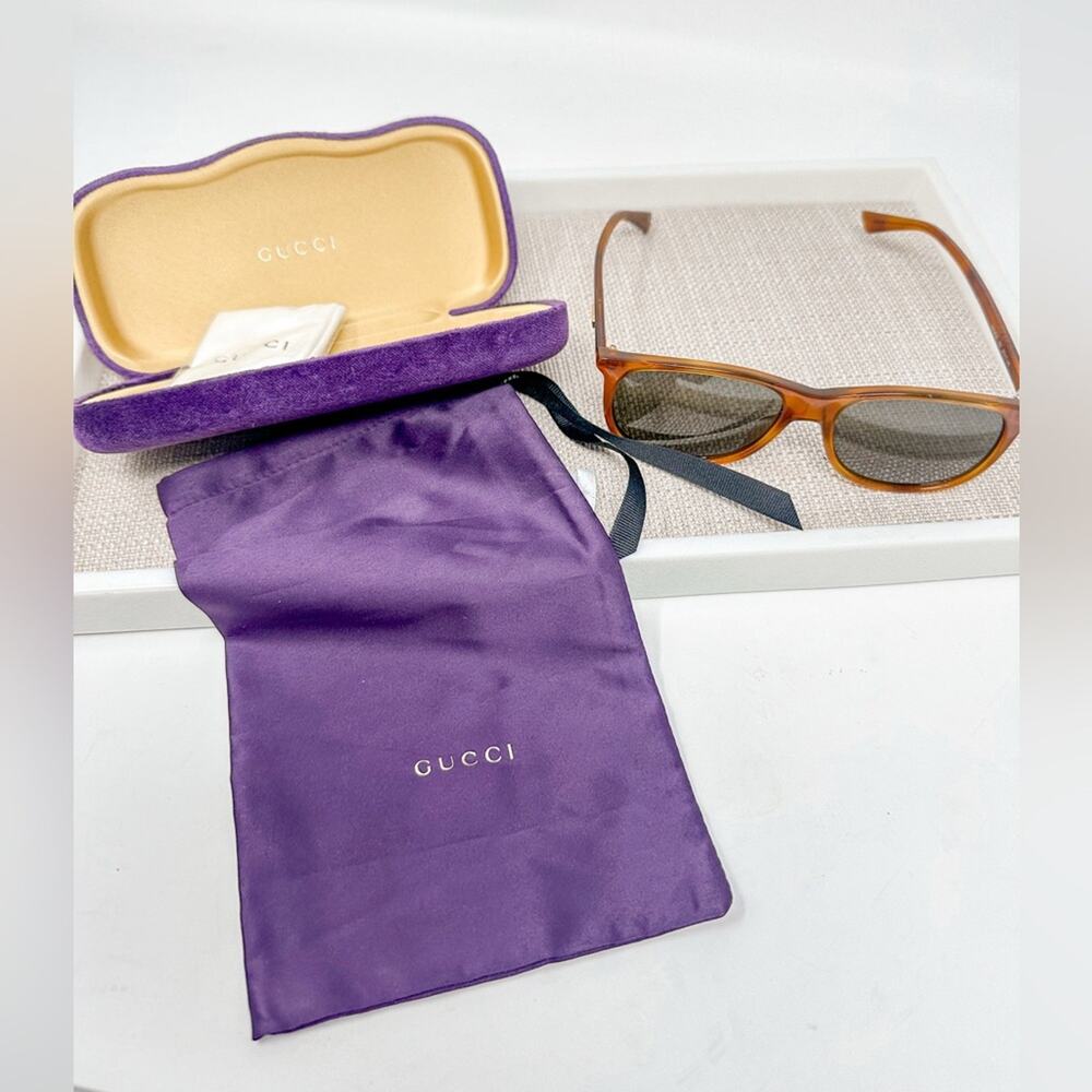 Gucci 57mm Havana Sunglasses with Brown Lenses, EUC, MSRP $370 - Picture 7 of 8